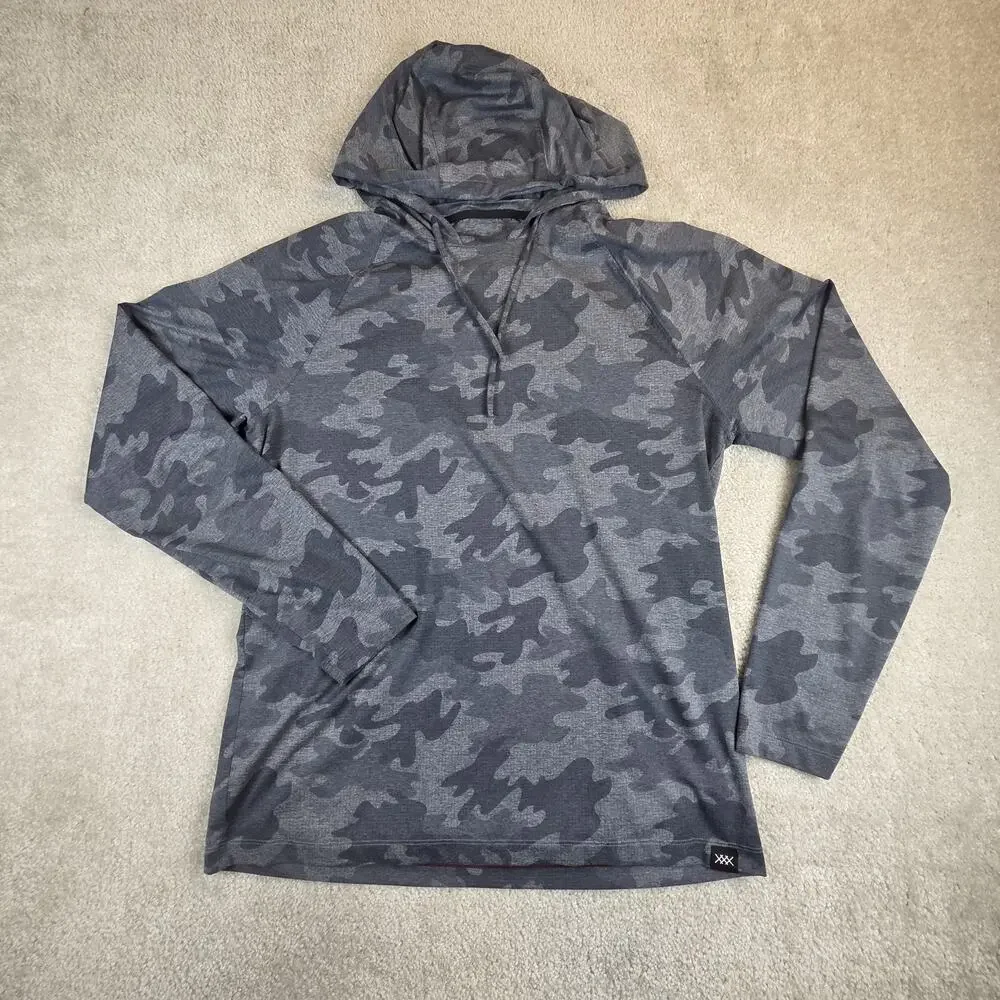 Rhone Reign Performance Hoodie Mens L Gray Camo Lightweight Stretch - Picture 2 of 9
